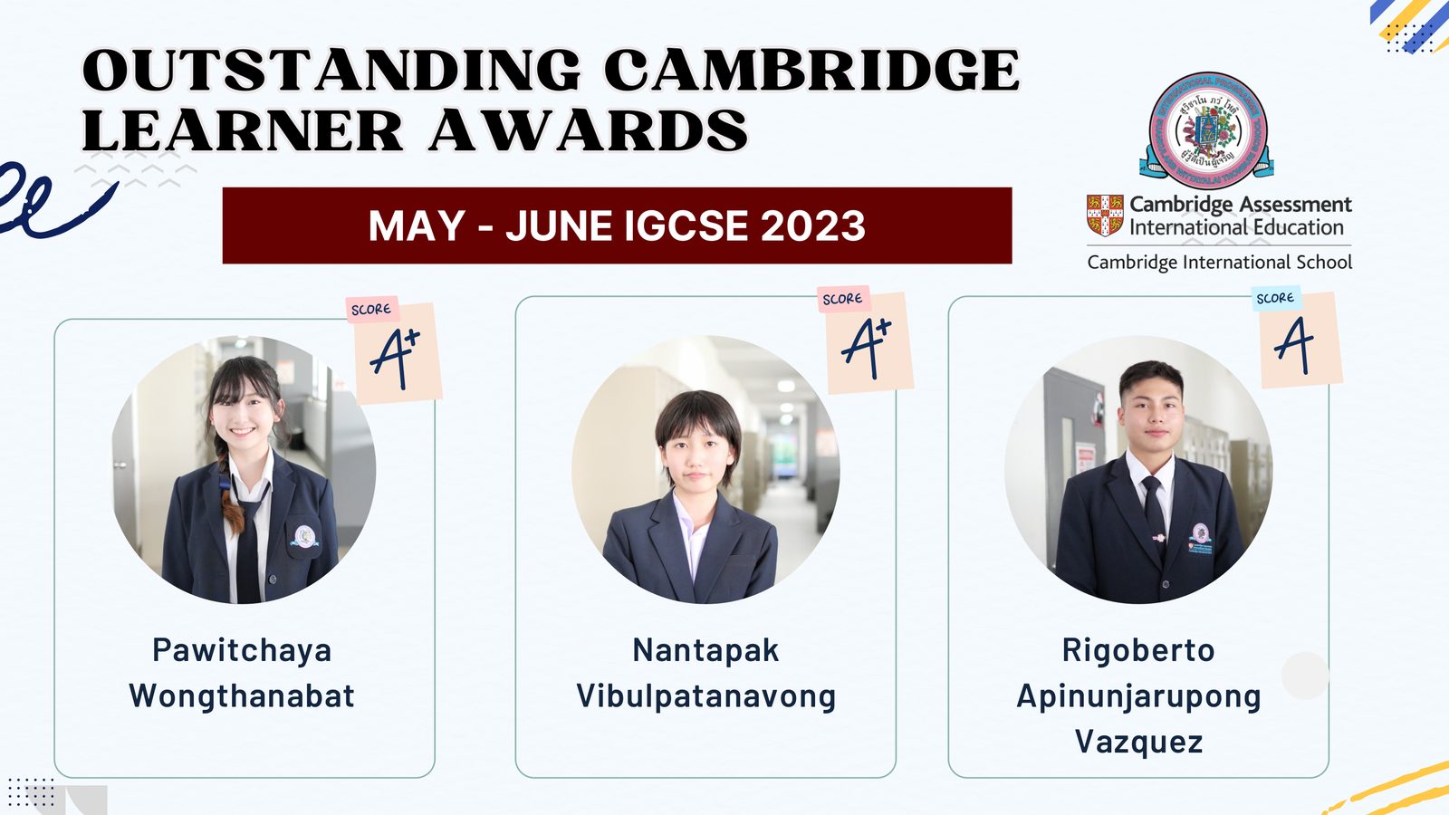 Outstanding Cambridge Learner Awards, May–June IGCSE 2023