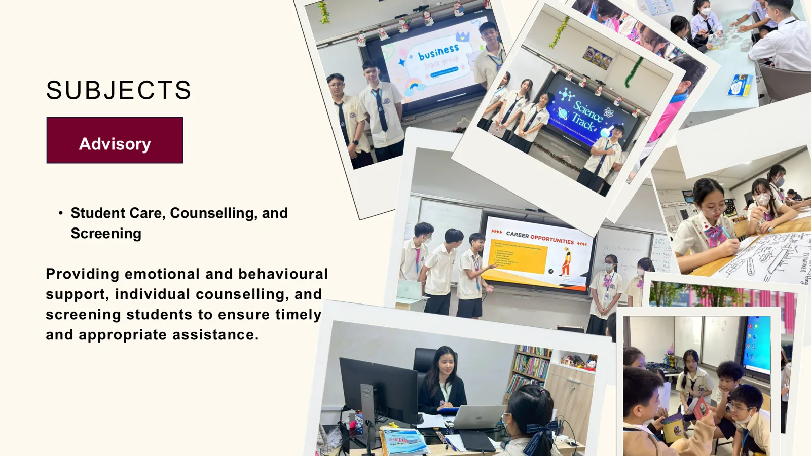 Advisory subject — Student Care, Counselling and Screening